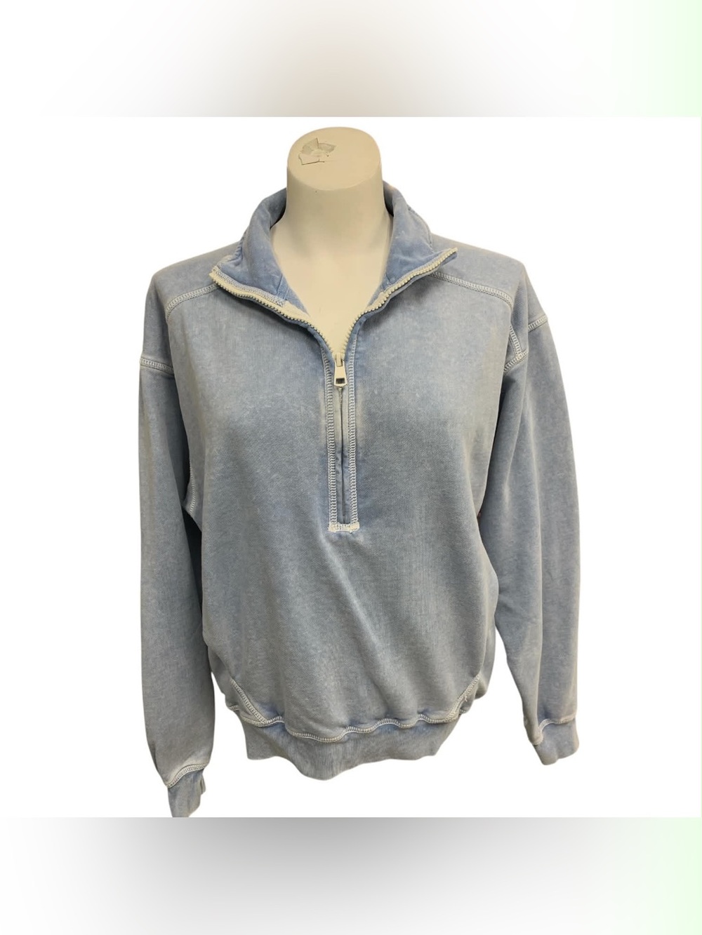 American Eagle Outfitters Light Wash Half-Zip Pullover Size XS